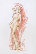 BOB MACKIE MARILYN MONROE JFK GOWN SKETCH