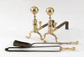 Pair of Boston Federal brass ball top andirons ca 1825