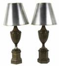 ZAPPA PAIR OF METAL URN FORM TABLE LAMPS