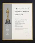 PAUL AND LINDA McCARTNEY ACADEMY AWARD NOMINATION PLAQUE