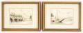Pair of Hand Enhanced Prints of French Bridges