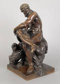 Patinated bronze figure of Hercules and Cerberus 19th c