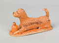 Large Pennsylvania redware dog 19th c