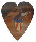 American carved laminated oak heart shaped panel ca 1890