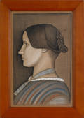 Ohio pastel profile on paper of a young woman ca 1830