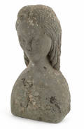 New York State carved bluestone bust of a woman mid 19th c