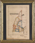 Early watercolor on paper map of New Hampshire