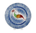 Blue spatter plate with a peafowl 19th c