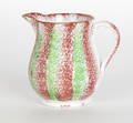 Red and green rainbow spatter creamer 19th c