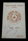 ELVIS PRESLEY SIGNED TEXAS MOTOR VEHICLE LAW BOOKLET