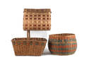 Three woodlands painted baskets