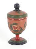 Joseph Lehn Pennsylvania 17981892 turned and decorated lidded saffron cup late 19th c