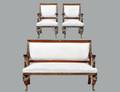 SUITE OF EMPIRE STYLE BRONZE  MAHOGANY SEAT FURNITURE