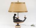 CHARLES X BRONZE  MARBLE FIGURE AND URN LAMP
