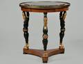 CONTINENTAL NEOCLASSICAL MARBLE INSET WALNUT TABLE