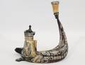 UNUSUAL ZOOMORPHIC BONE  HORN INK STAND  CANDLE