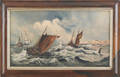 British oil on canvas maritime scene 19th c