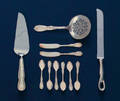 Group of Tiffany  Co sterling silver chrysanthemum flatware together with a bread knife and slicer