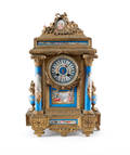 French bronze and porcelain mounted mantle clock