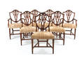 Set of seven Federal style mahogany shieldback dining chairs