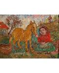 DAVID BURLIUK RUSSIAN 18821967 Woman with Horse