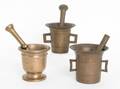 Three brass mortar and pestles 18th19th c