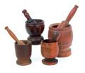 Four turned wood mortar and pestles 18th19th c