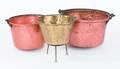 Two copper apple butter kettles