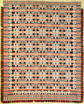 Pennsylvania blue and red jacquard coverlet