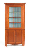 Pennsylvania Federal two part cherry corner cupboard early 19th c