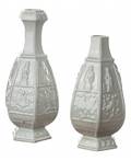 A PAIR OF CHINESE BLANCDECHINE HEXAGONAL BOTTLE VASES