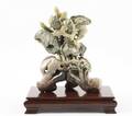 Chinese Soapstone Carving of Peonies  Orchids