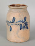 Pennsylvania stoneware lidded crock attributed to Shenfelder 19th c