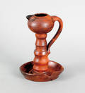 Pennsylvania redware fat lamp earlymid 19th c