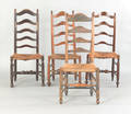 Assembled set of four Pennsylvania ladderback side chairs late 18th c