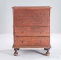 Redstained Poplar Chest over Drawers