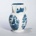 Molded and Transferdecorated Blue and White Porcelain Cabbage Leaf Jug