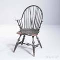 Painted Braced Continuous Arm Windsor Armchair