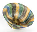 Blue green brown and yellow rainbow spatter bowl 19th c