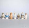 Six Mochadecorated Pepper Pots and a Mustard Pot