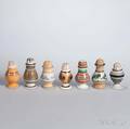 Seven Mochadecorated Pepper Pots