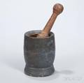 Turned and Bluepainted Mortar and Pestle