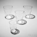 Three Blown and Etched Flip Glasses