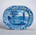 Staffordshire Historical Blue Transferdecorated Mendenhall Ferry Platter