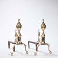 Pair of Brass and Iron Urntop Andirons