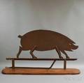 Sheet Iron Pig Trade Sign on Walnut Stand