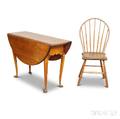 Queen Anne Maple Dropleaf Table and a Bambooturned Bowback Windsor Side Chair