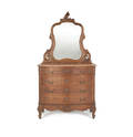 French mahogany marble top dresser with mirror