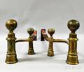 Pair of Federal Brass Balltop Andirons