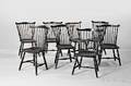 Set of Eight Blackpainted Windsor Fanback Side Chairs